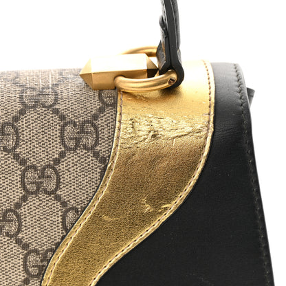 Gucci GG Supreme Monogram Small Osiride Top Handle Bag Black Gold 16 of 16