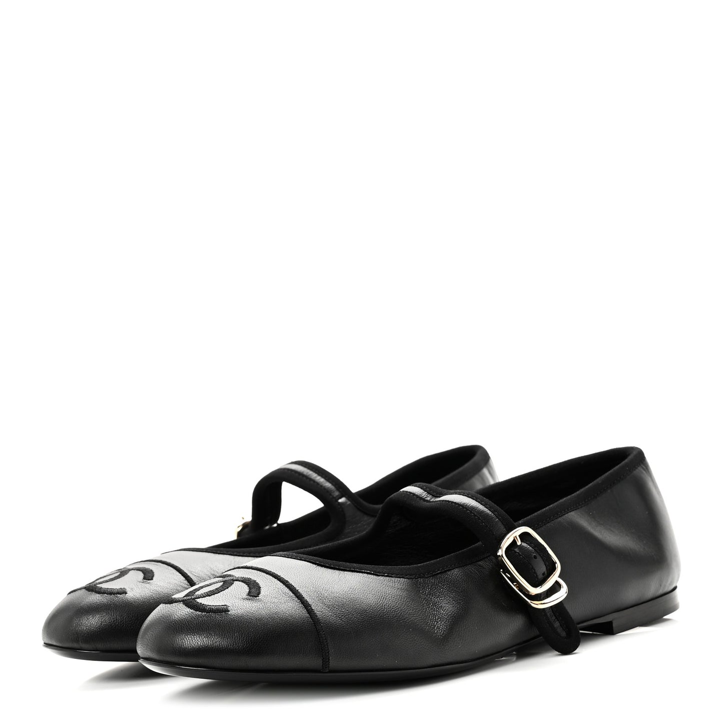 Lambskin Mary Jane Flats 40 Black