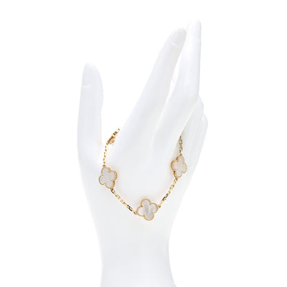 Van Cleef & Arpels 18K Yellow Gold Mother of Pearl 5 Motifs Vintage Alhambra Bracelet 2 of 6