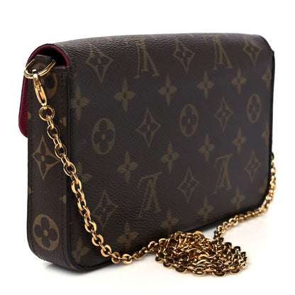 Louis Vuitton Monogram Pochette Felicie Chain Wallet Fuchsia 3 of 16