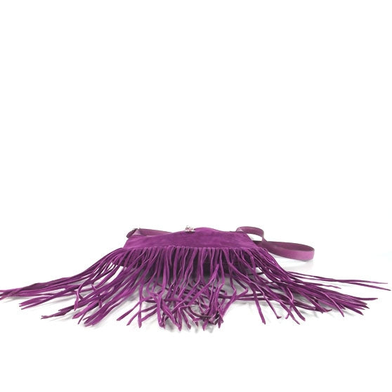Hermes Suede Sac Trim Anate Fringe Satchel Violet 5 of 8