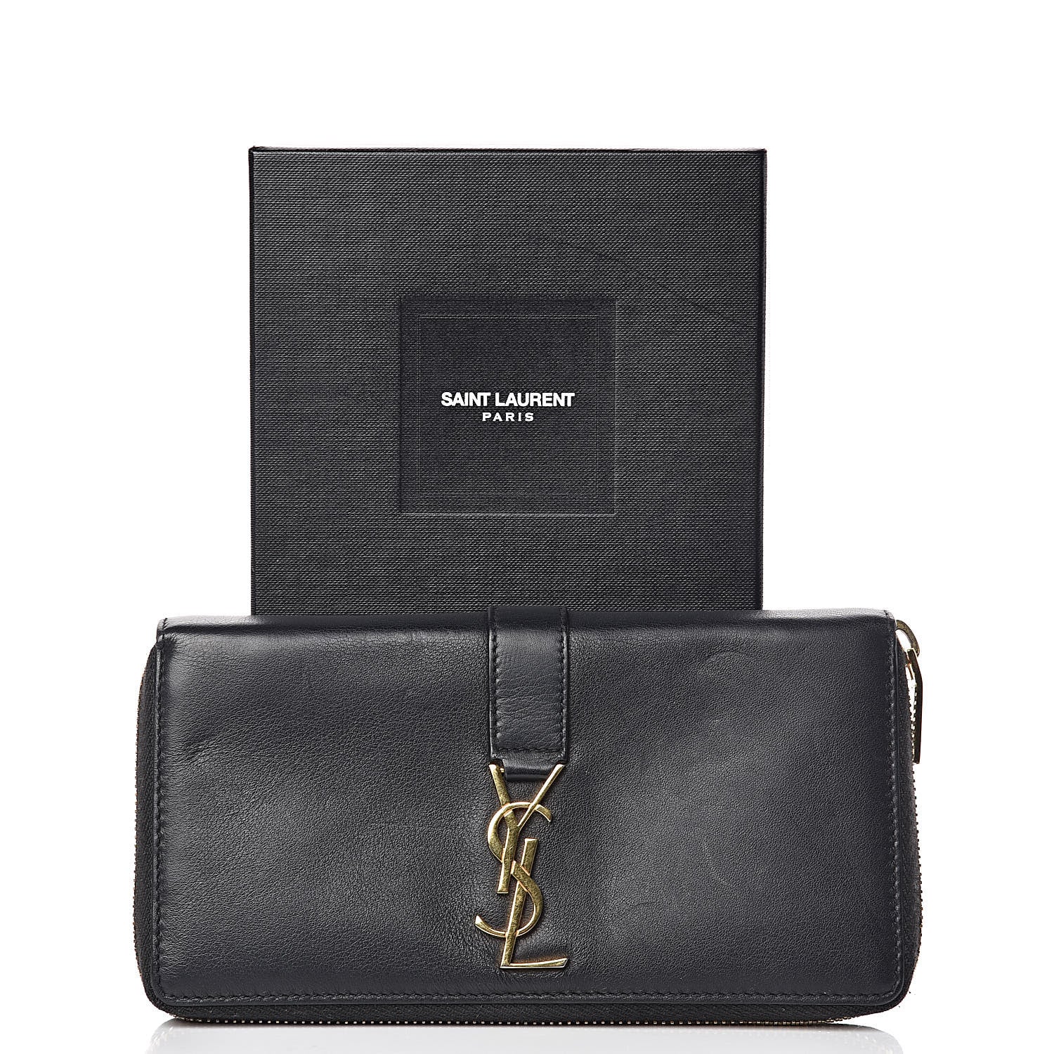 Saint Laurent Calfskin Monogram Zip Around Wallet Black 8 of 8