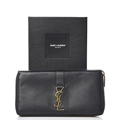Saint Laurent Calfskin Monogram Zip Around Wallet Black 8 of 8
