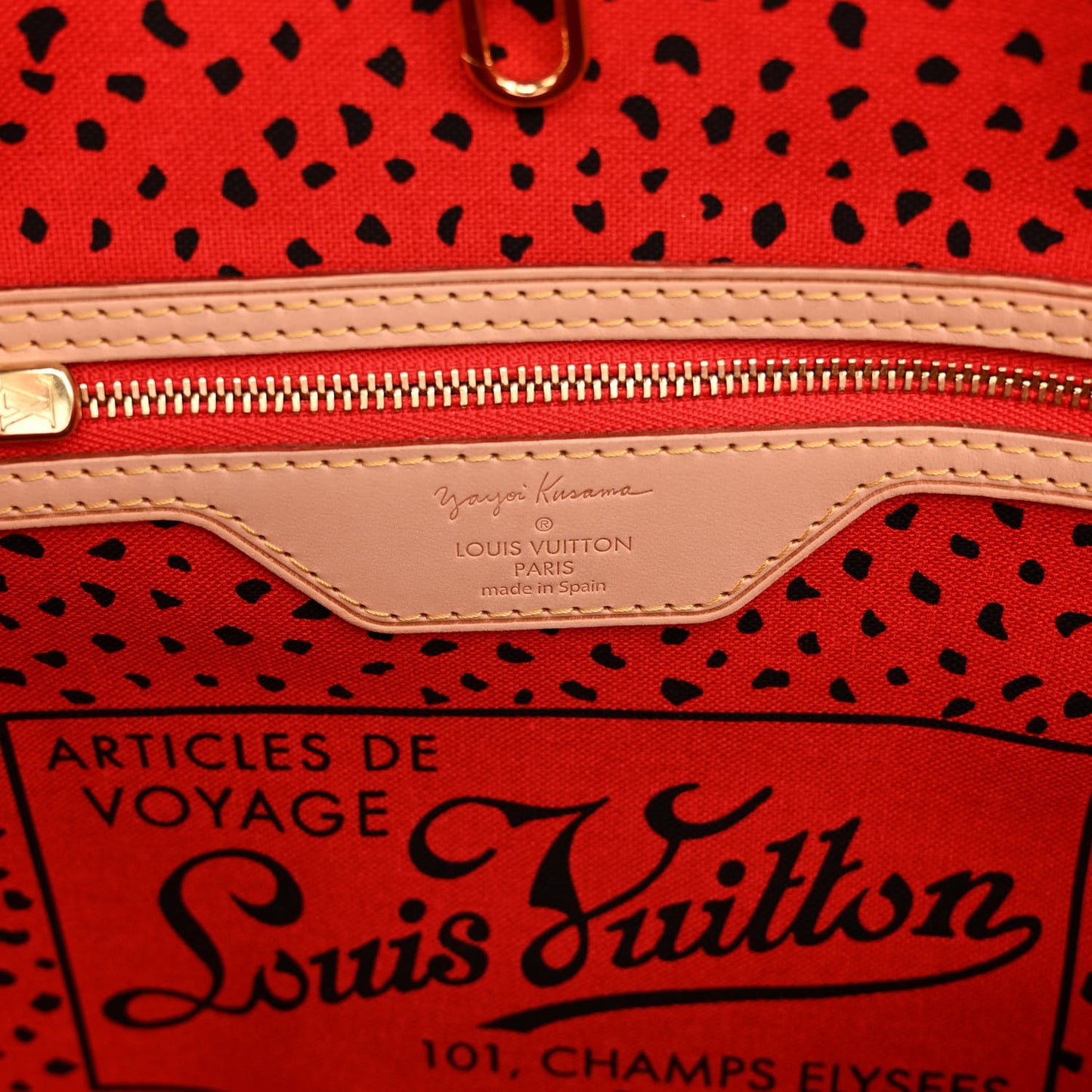 Monogram Kusama Waves Neverfull MM Red