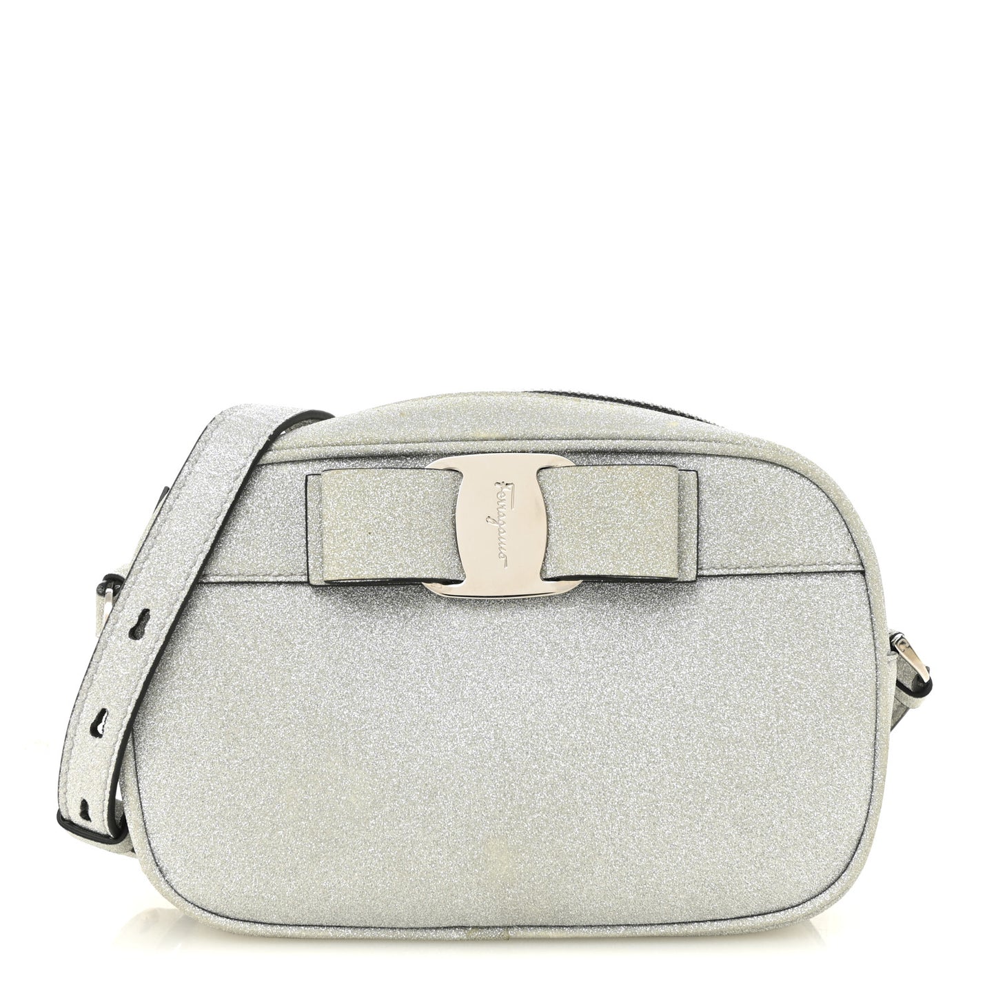 Rainbow Glitter Vara Bow Camera Bag Silver