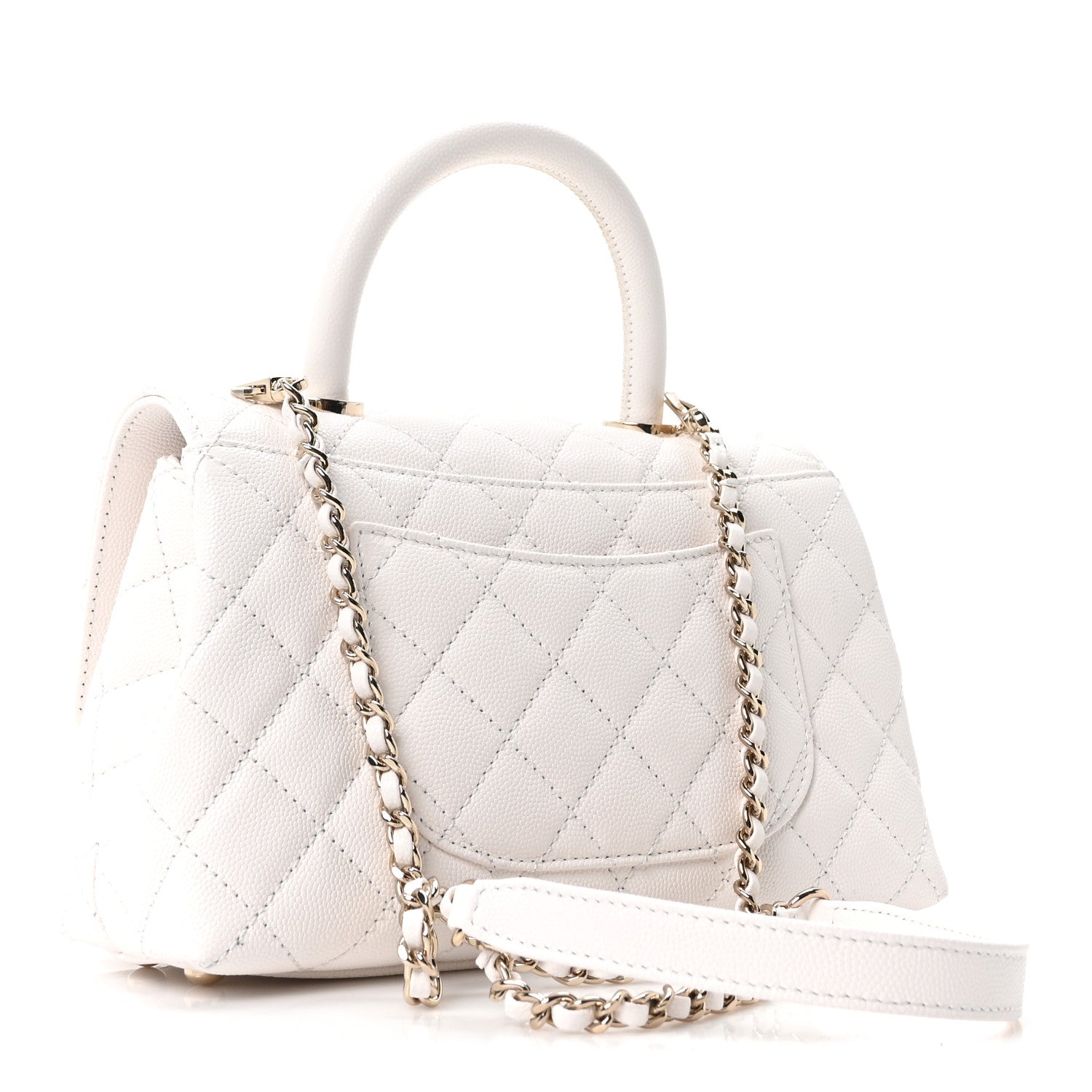 Chanel Caviar Quilted Mini Coco Handle Flap White 3 of 10