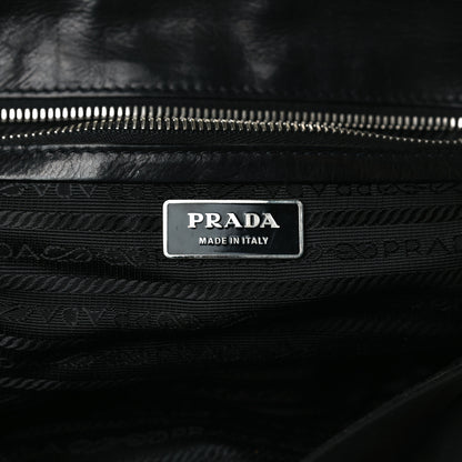 Prada Soft Calfskin Nylon Buckle Shoulder Bag Black 10 of 15