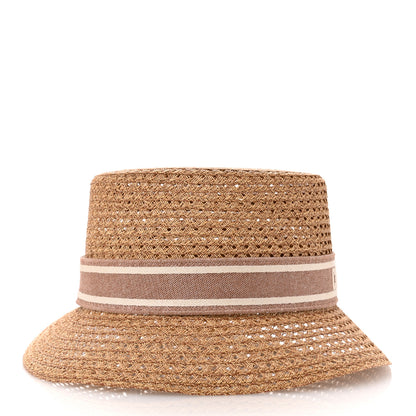 Christian Dior Straw Bucket Hat 59 Natural Rose Des Vents 5 of 9