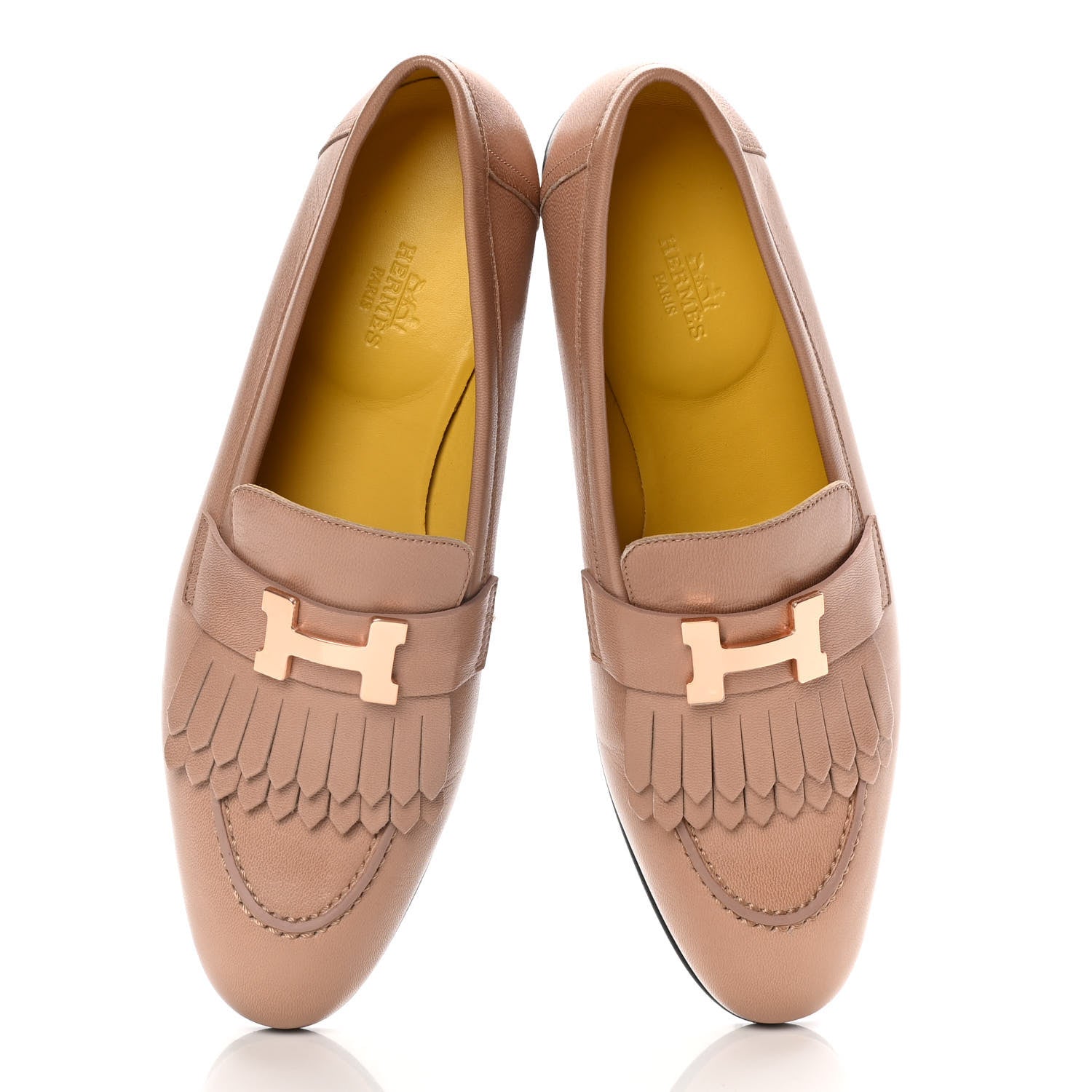 Hermes Goatskin Womens Royal Loafers 38.5 Bois De Santal 5 of 13