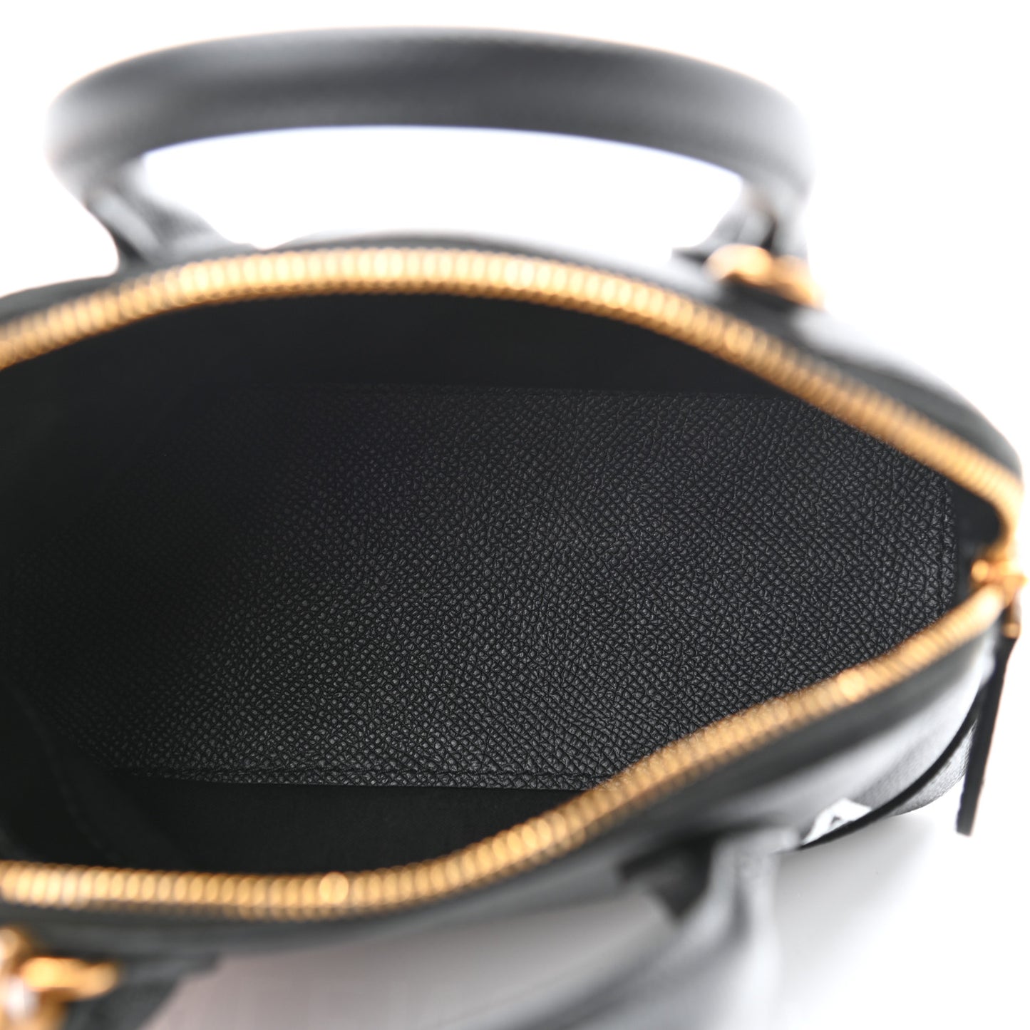 Signature Grained Calfskin XXS Ville Top Handle Bag Black White