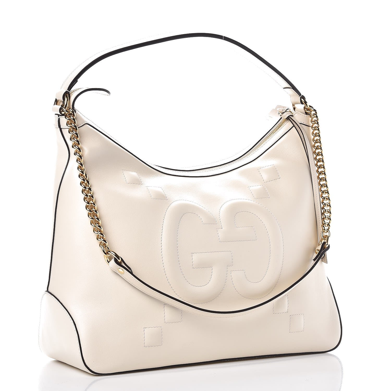 Gucci Apollo Calfskin GG Dadini Embroidered Large Hobo Mystic White 3 of 8