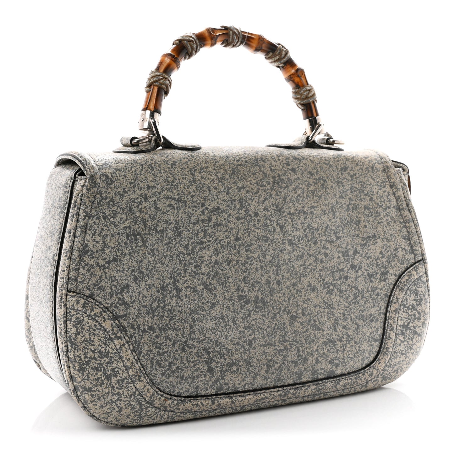 Calfskin Large New Bamboo Top Handle Bag Light Grey