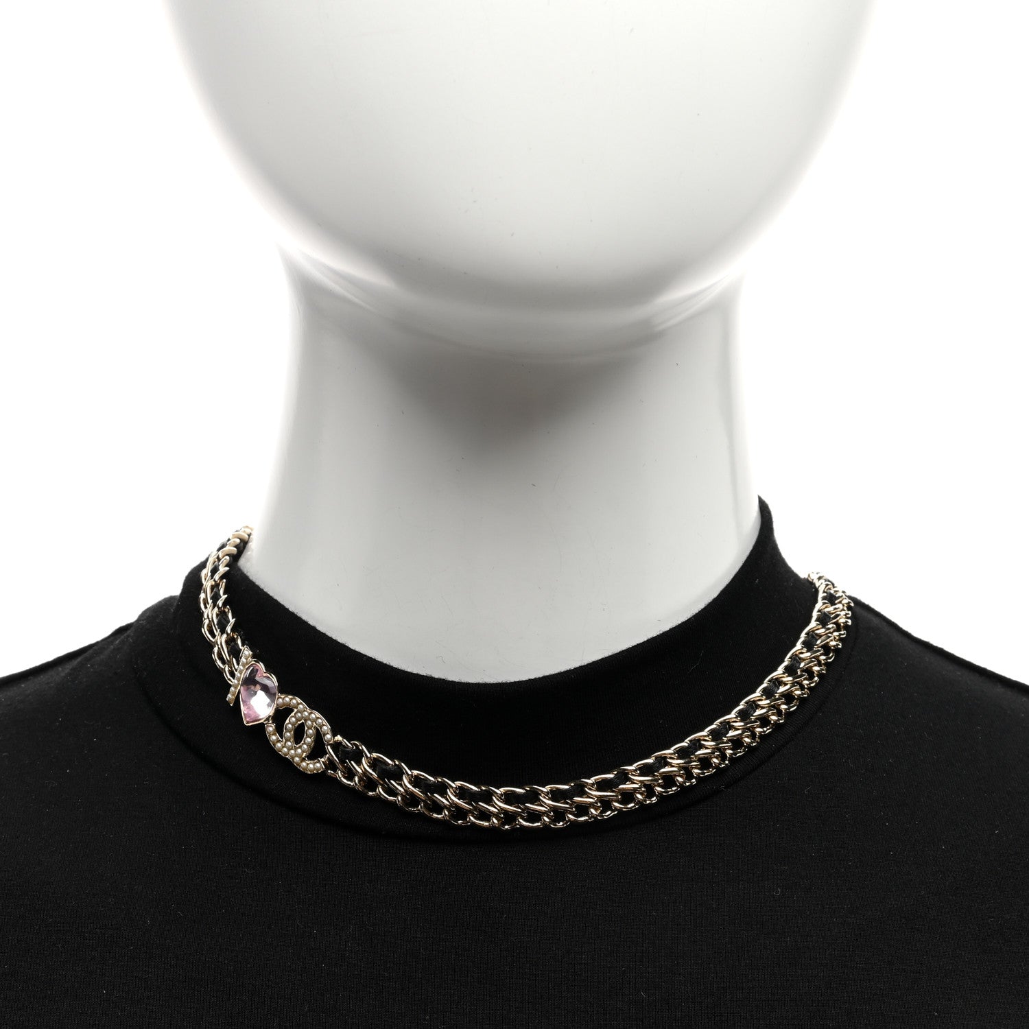 Chanel Crystal Pearl CC Choker Gold Black Gold 2 of 3
