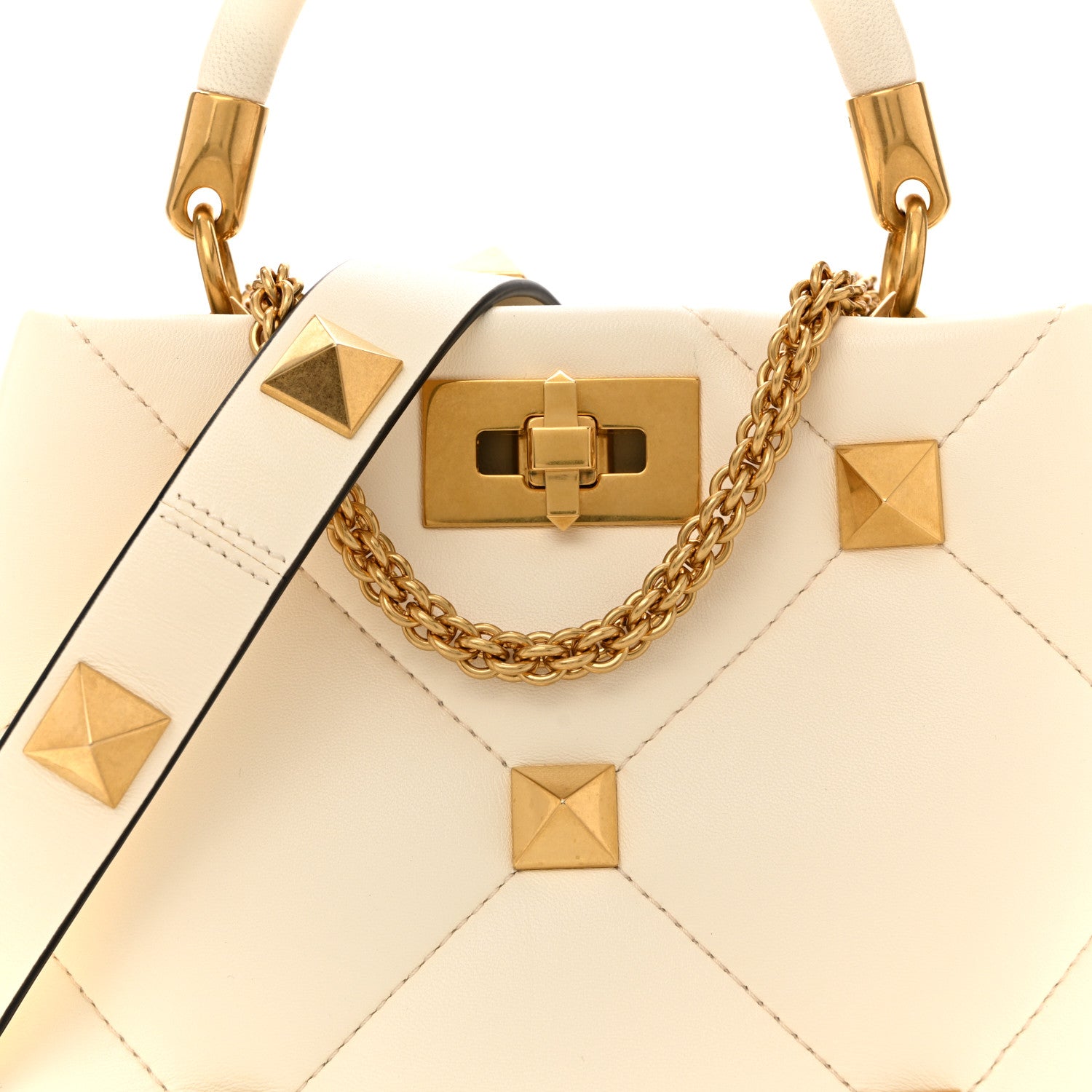 Valentino Garavani Nappa Small Roman Stud The Handle Bag Ivory 8 of 12