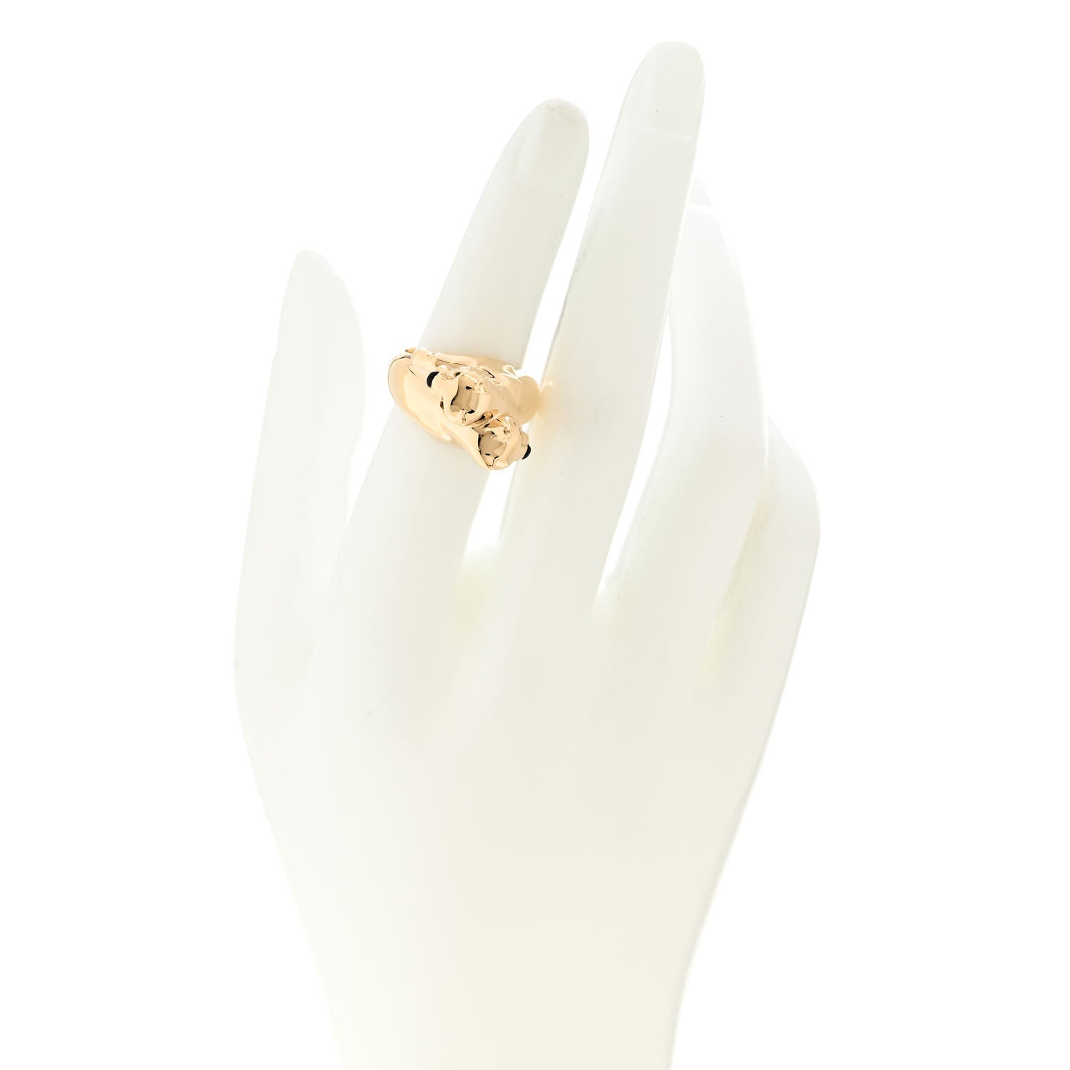Cartier 18K Yellow Gold Black Onyx Emerald Double Panthère De Cartier Bypass Ring 51 5.75 2 of 8