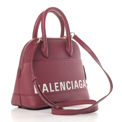Balenciaga Signature Grained Calfskin Logo S Ville Top Handle Bag Rouge Grenat White 2 of 4