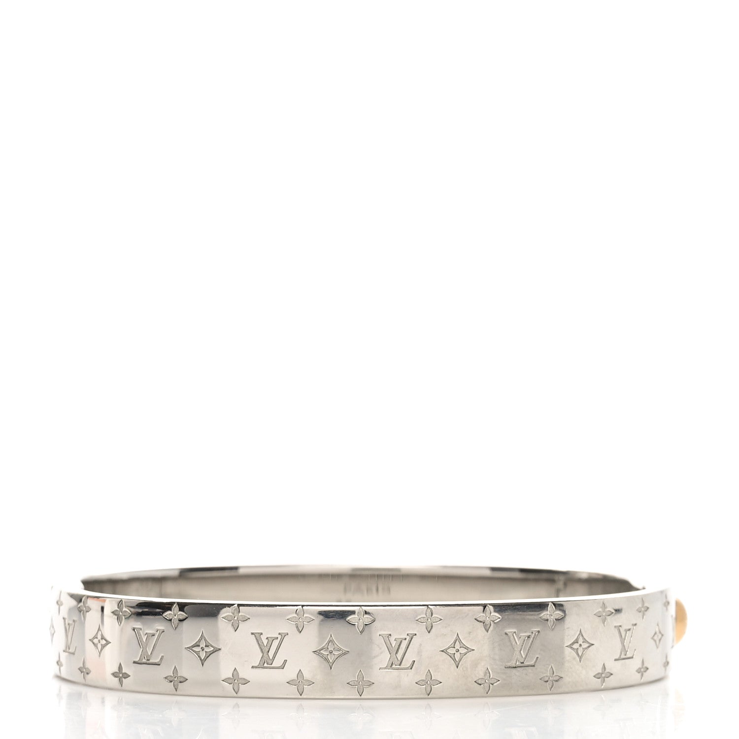 Louis Vuitton Brass Palladium Plated Nanogram Cuff M Silver 3 of 7
