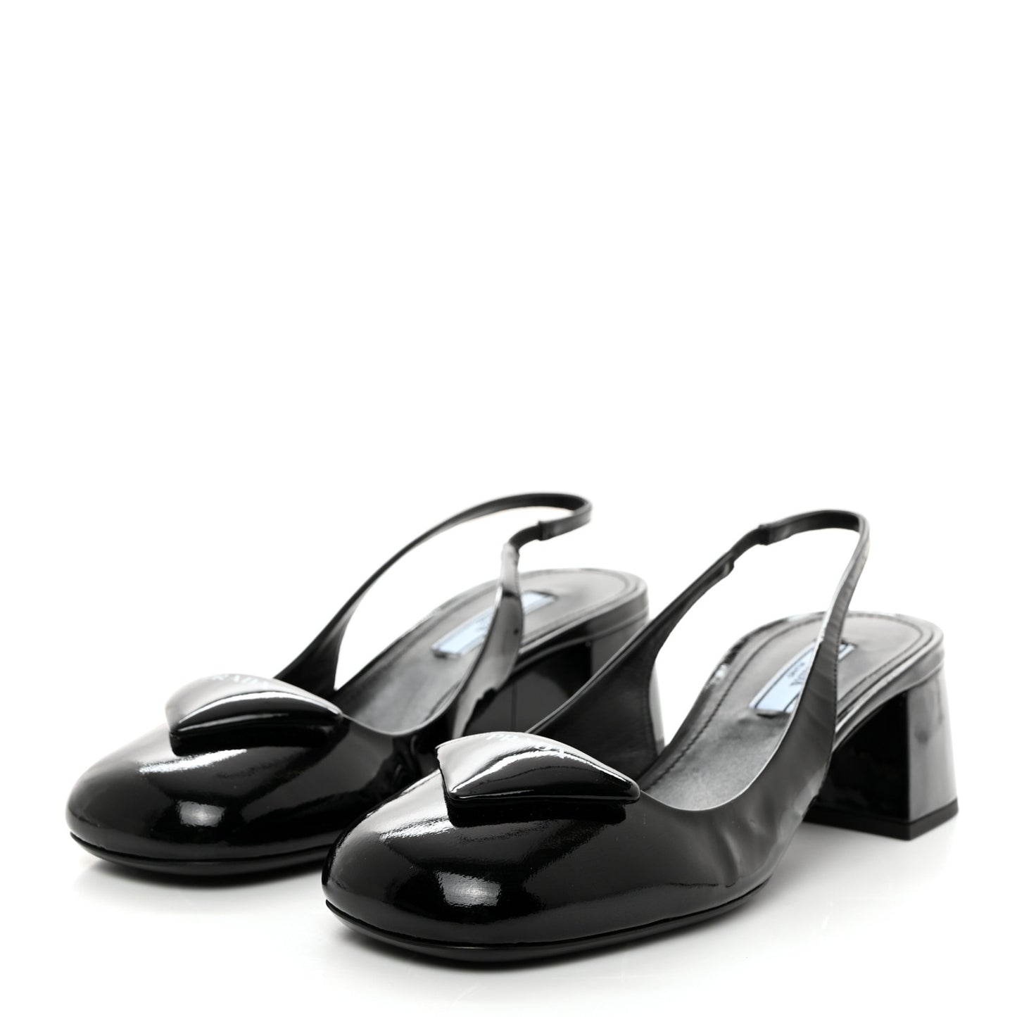 Patent Triangle Logo Slingback Pumps 37 Cipria