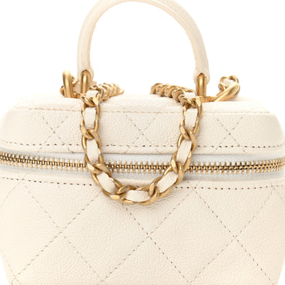 Chanel Caviar Quilted Mini Top Handle Vanity With Chain White 8 of 11