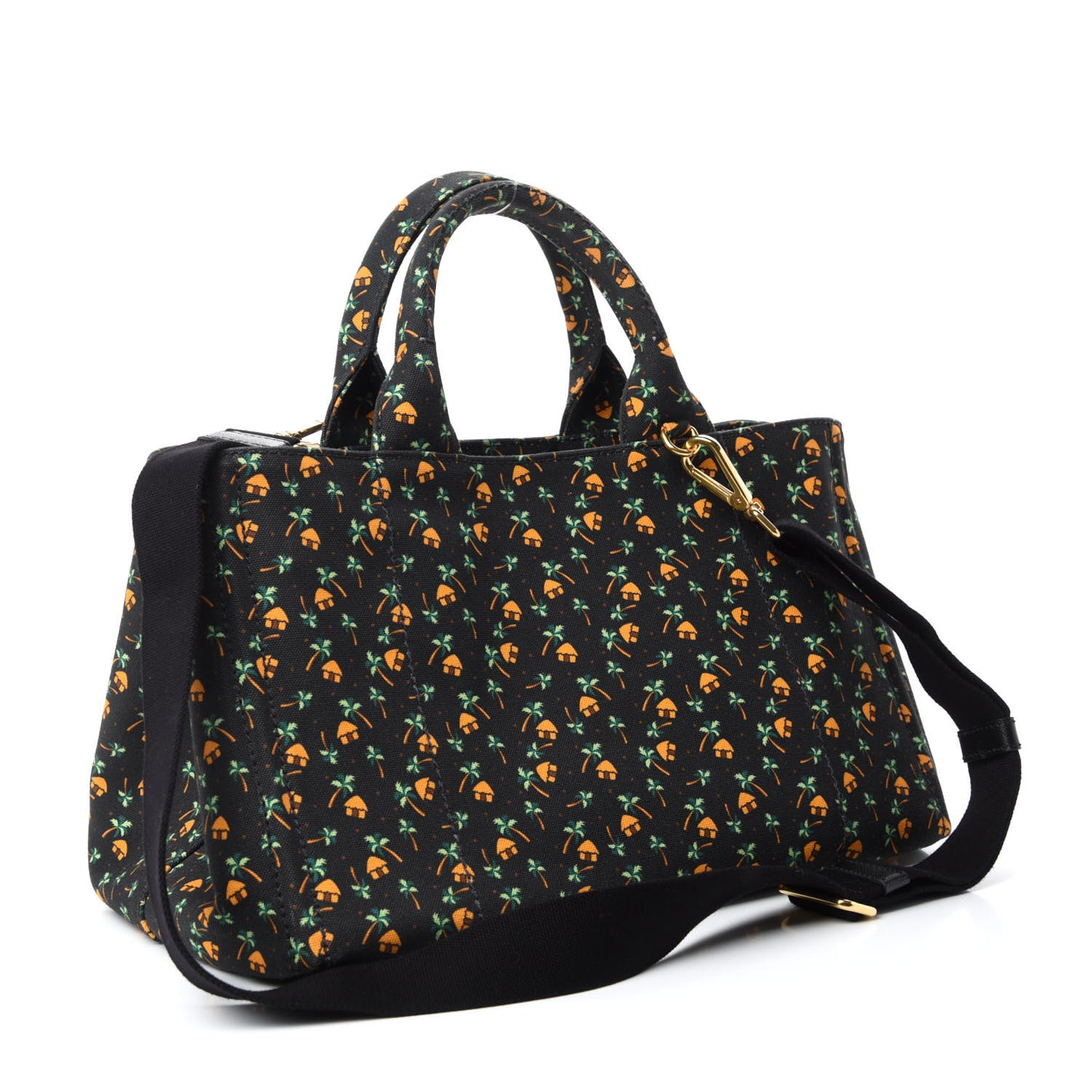 Canapa Palm Tree Print Logo Tote Black