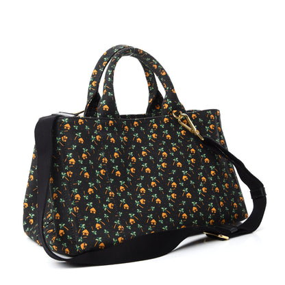 Prada Canapa Palm Tree Print Logo Tote Black 3 of 11