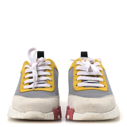 Hermes Technical Canvas Suede Goatskin Bouncing Sneakers 36 Gris Multicolor 3 of 15