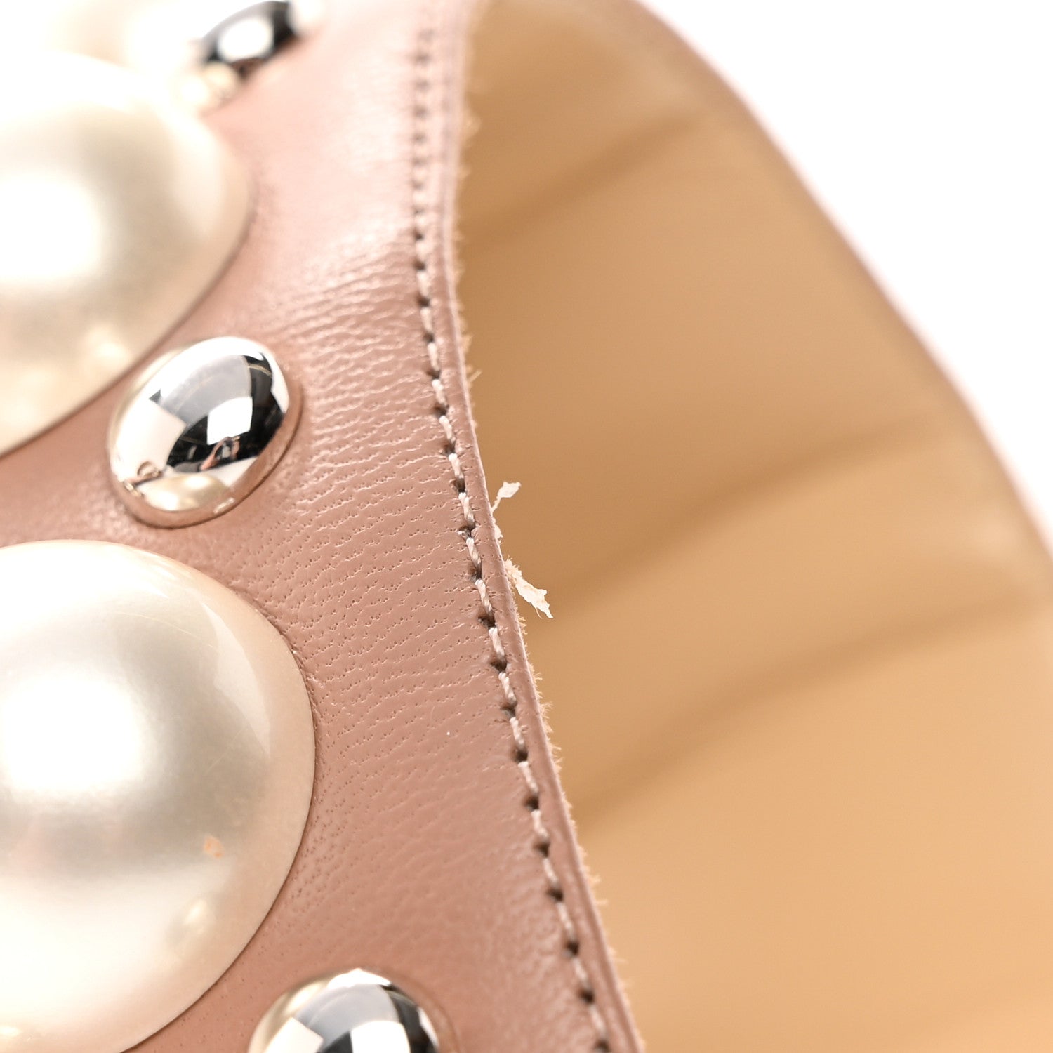 Jimmy Choo Nappa Pearly Stud Embellished Basette Flat Mules 37.5 Pink 8 of 8