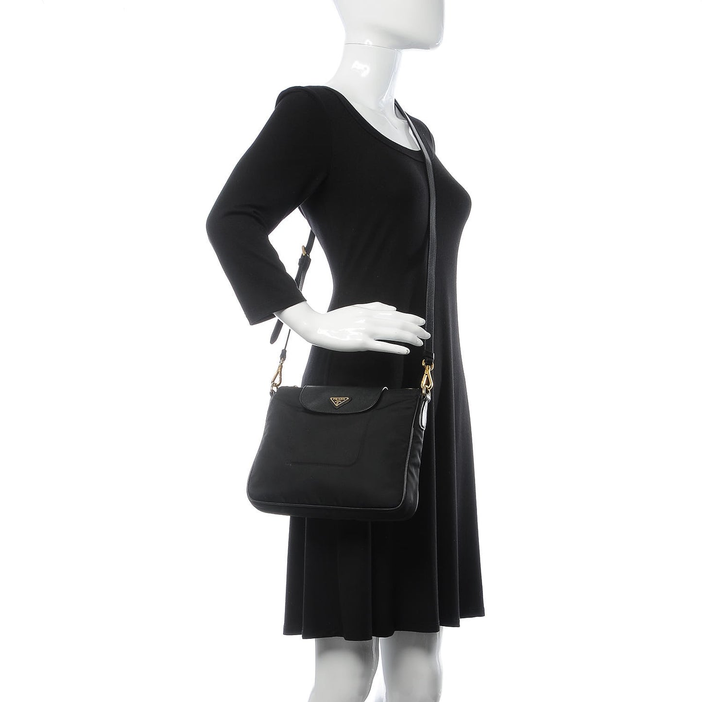 Tessuto Nylon Saffiano Crossbody Bag Nero Black