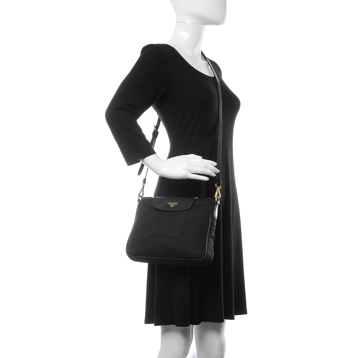 Prada Tessuto Nylon Saffiano Crossbody Bag Nero Black 2 of 13