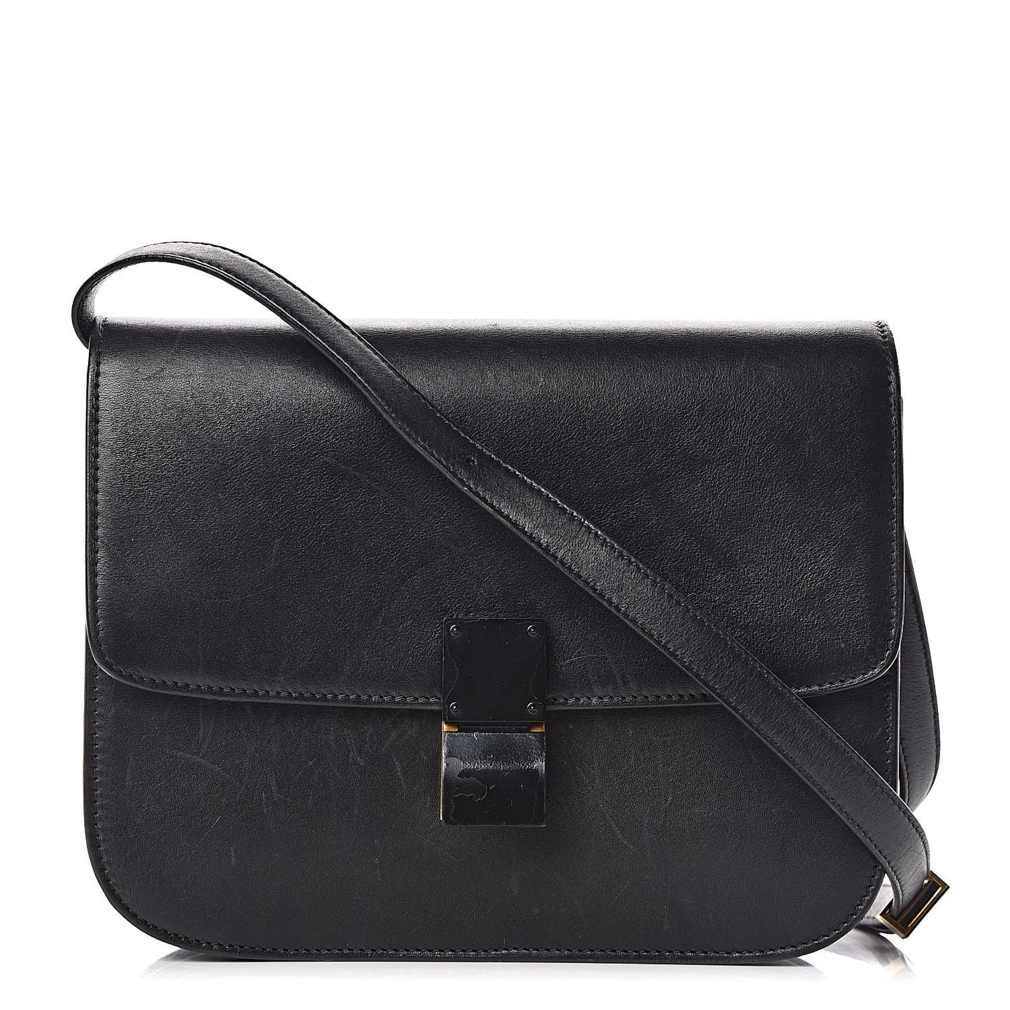 Box Calfskin Medium Classic Box Flap Bag Black