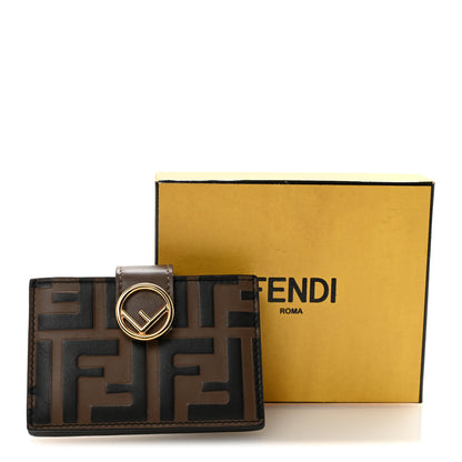 Fendi Vitello Liberty F is Fendi Bi-Color FF 1974 Embossed Gusseted Card Holder Maya Black 9 of 9