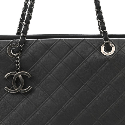 Chanel Calfskin Diamond Embossed Large CC Zip Shopping Tote Grey 8 of 14