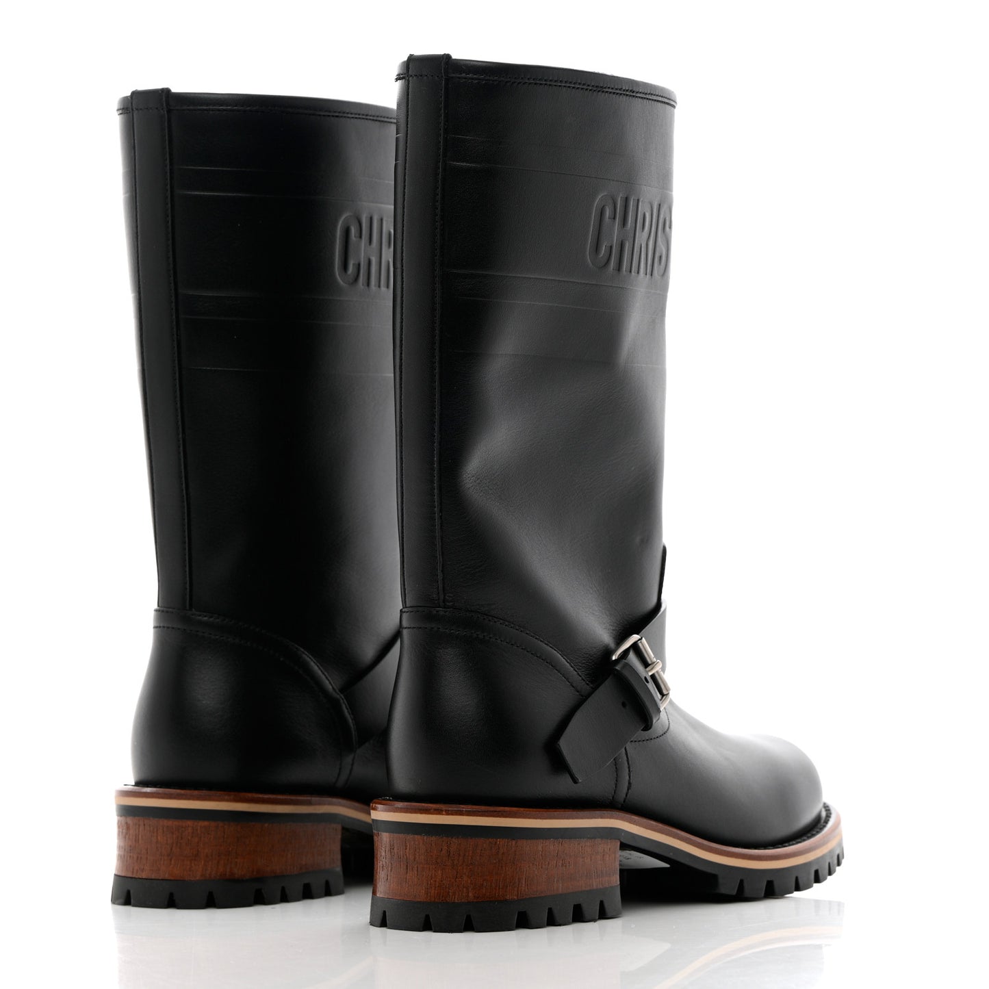 Calfskin Embossed Dior Quest 35mm Biker Boots 35 Black