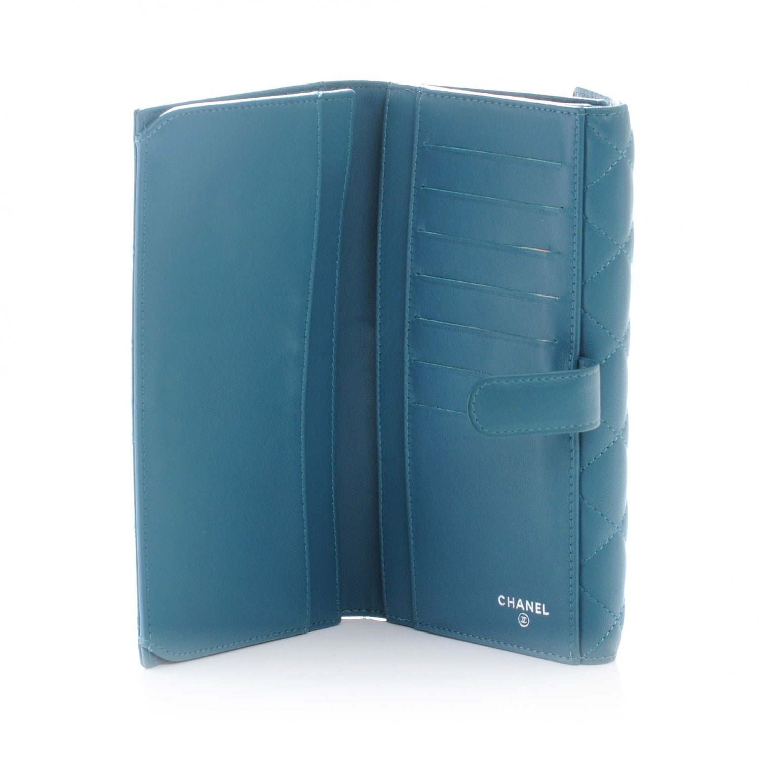 Chanel Lambskin Quilted Long Flap Wallet Turquoise 7 of 8