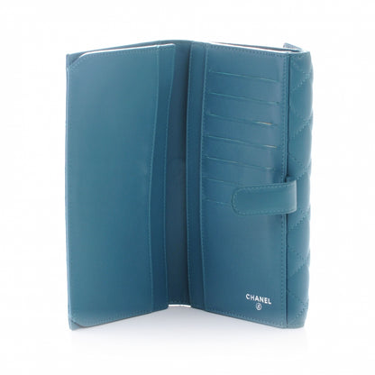 Chanel Lambskin Quilted Long Flap Wallet Turquoise 7 of 8
