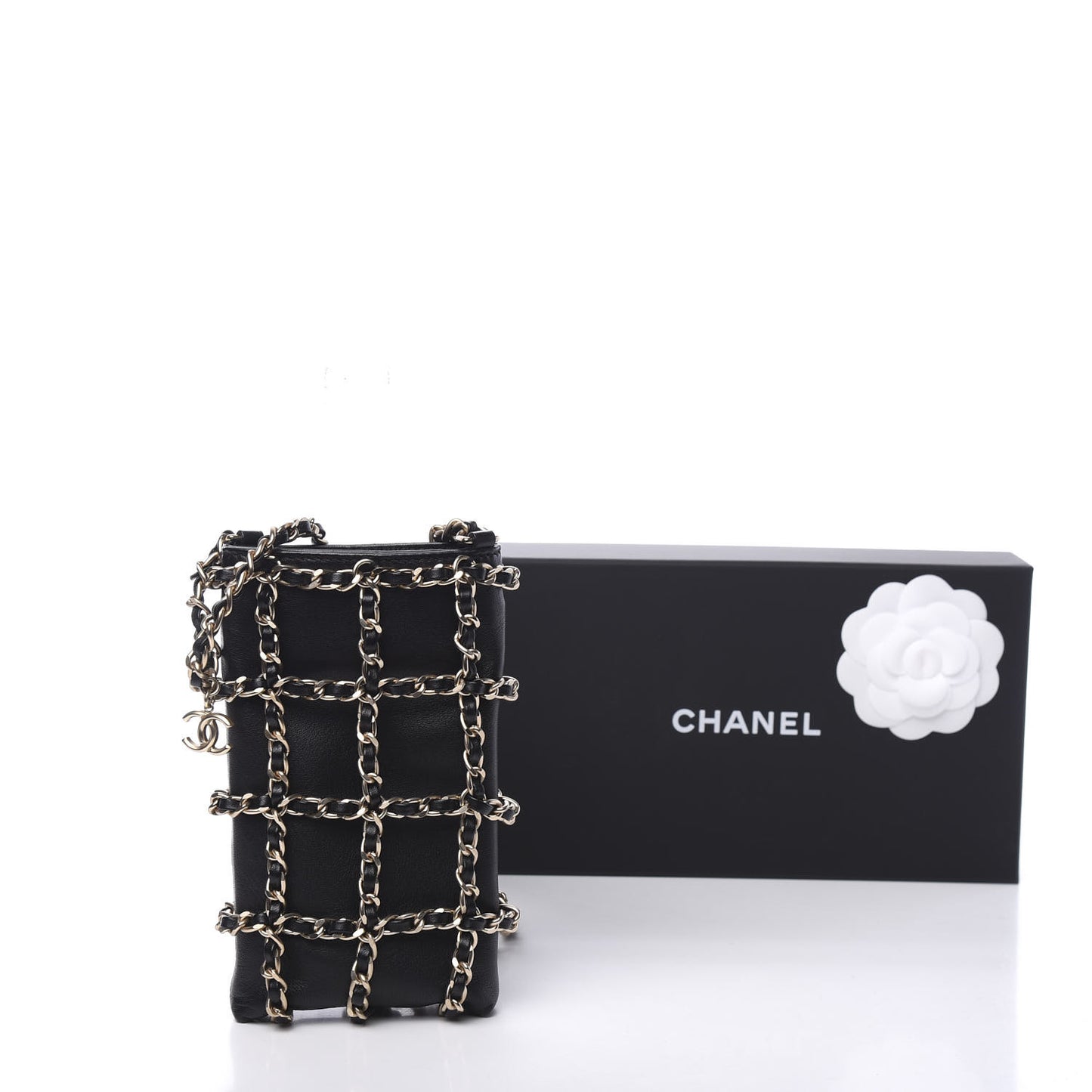 Lambskin Quilted Small Clutch With Chain Black