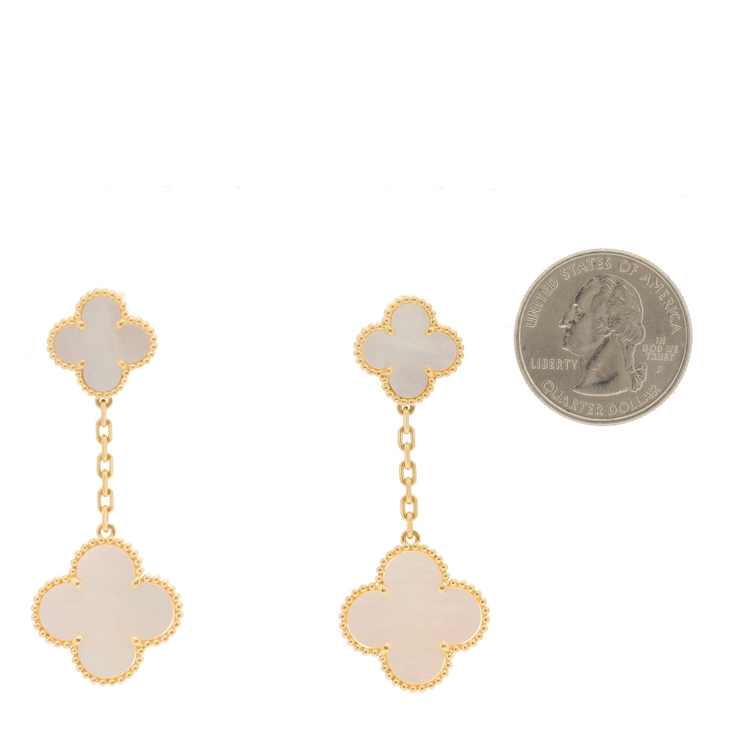 Van Cleef & Arpels 18K Yellow Gold Mother of Pearl 2 Motifs Magic Alhambra Earrings 2 of 4