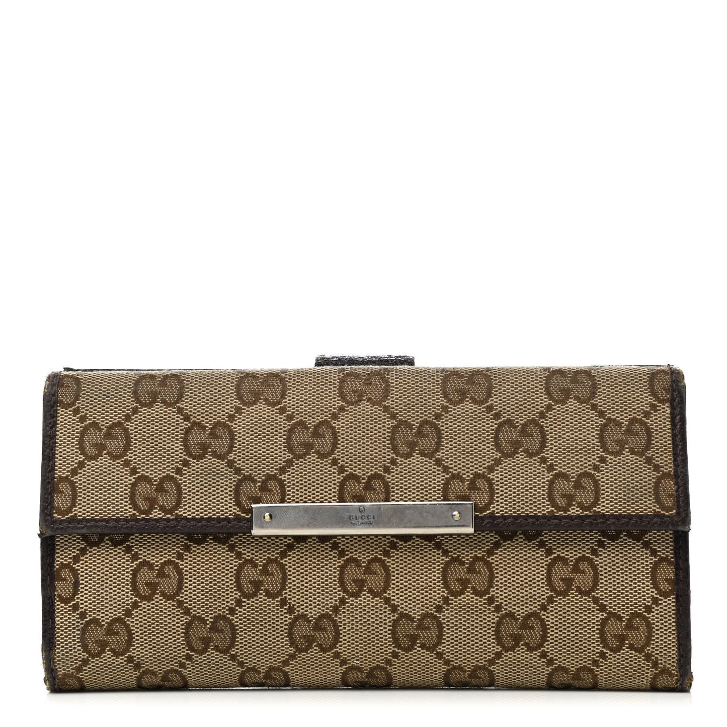 Monogram Metal Bar Continental Flap Wallet Beige Ebony Dark Brown