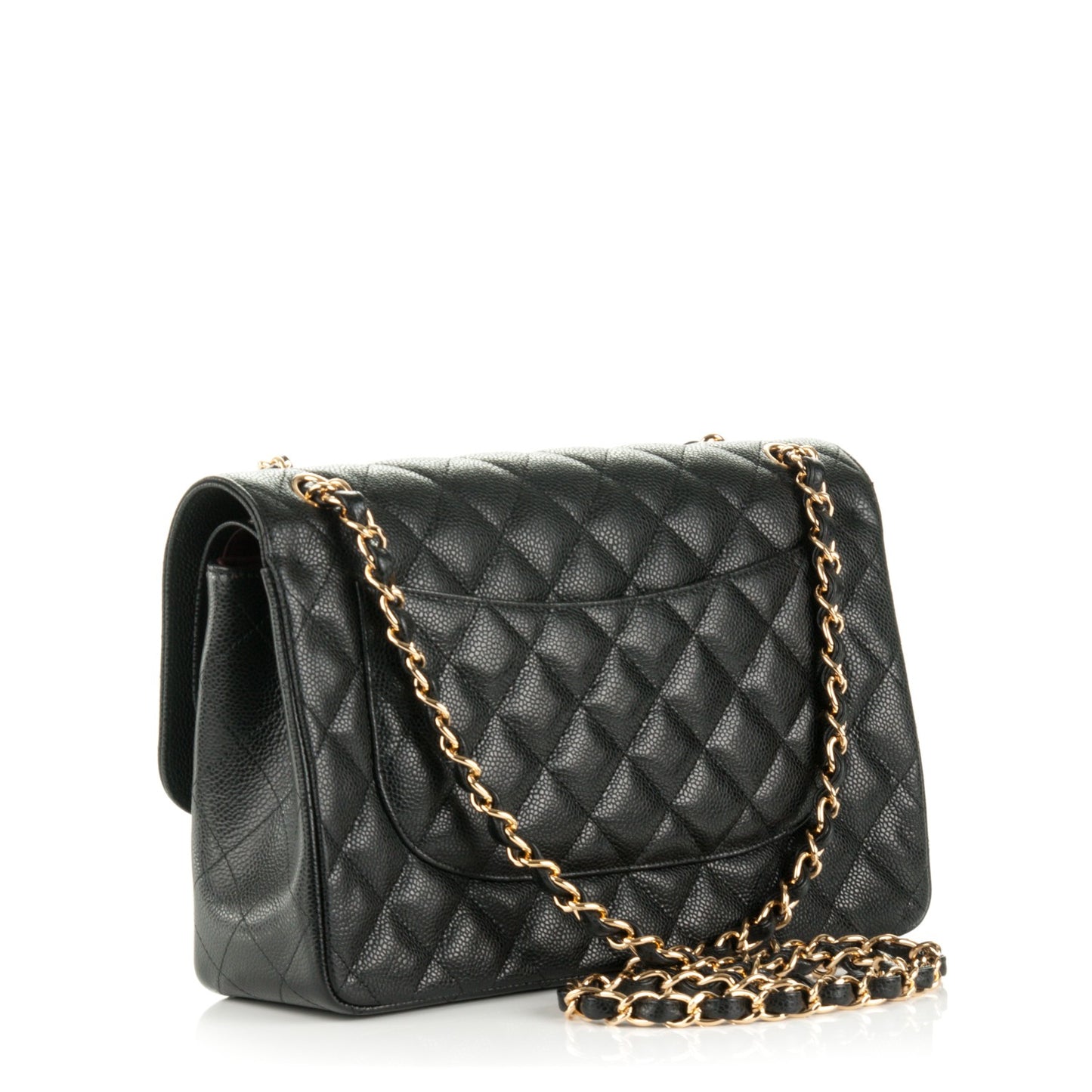 Caviar Quilted Jumbo Double Flap Black