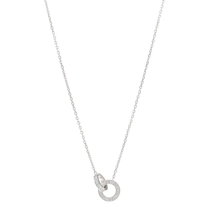 Cartier 18K White Gold Diamond Interlocking LOVE Paved Necklace 1 of 4