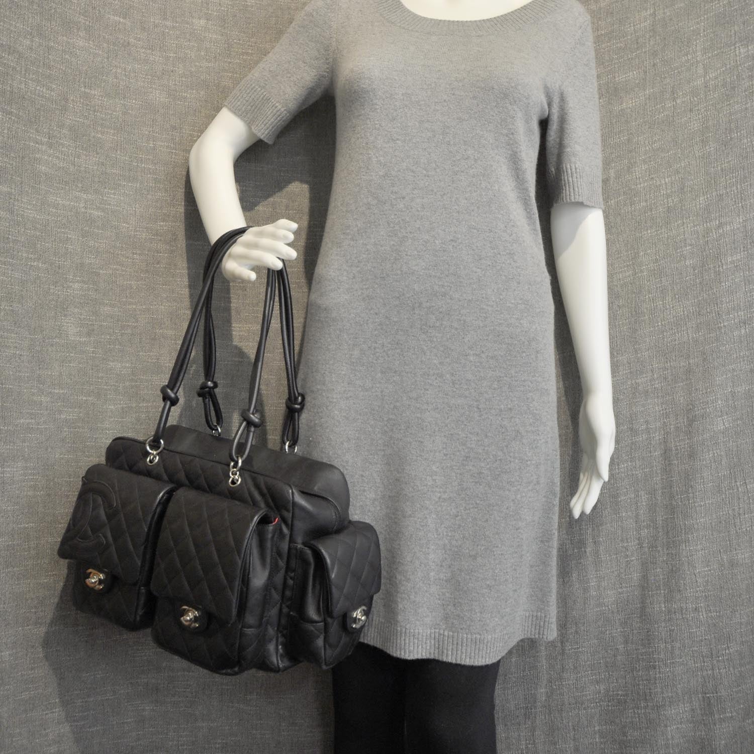 Chanel Calfskin Quilted Large Cambon Multipocket Reporter Black 2 of 9