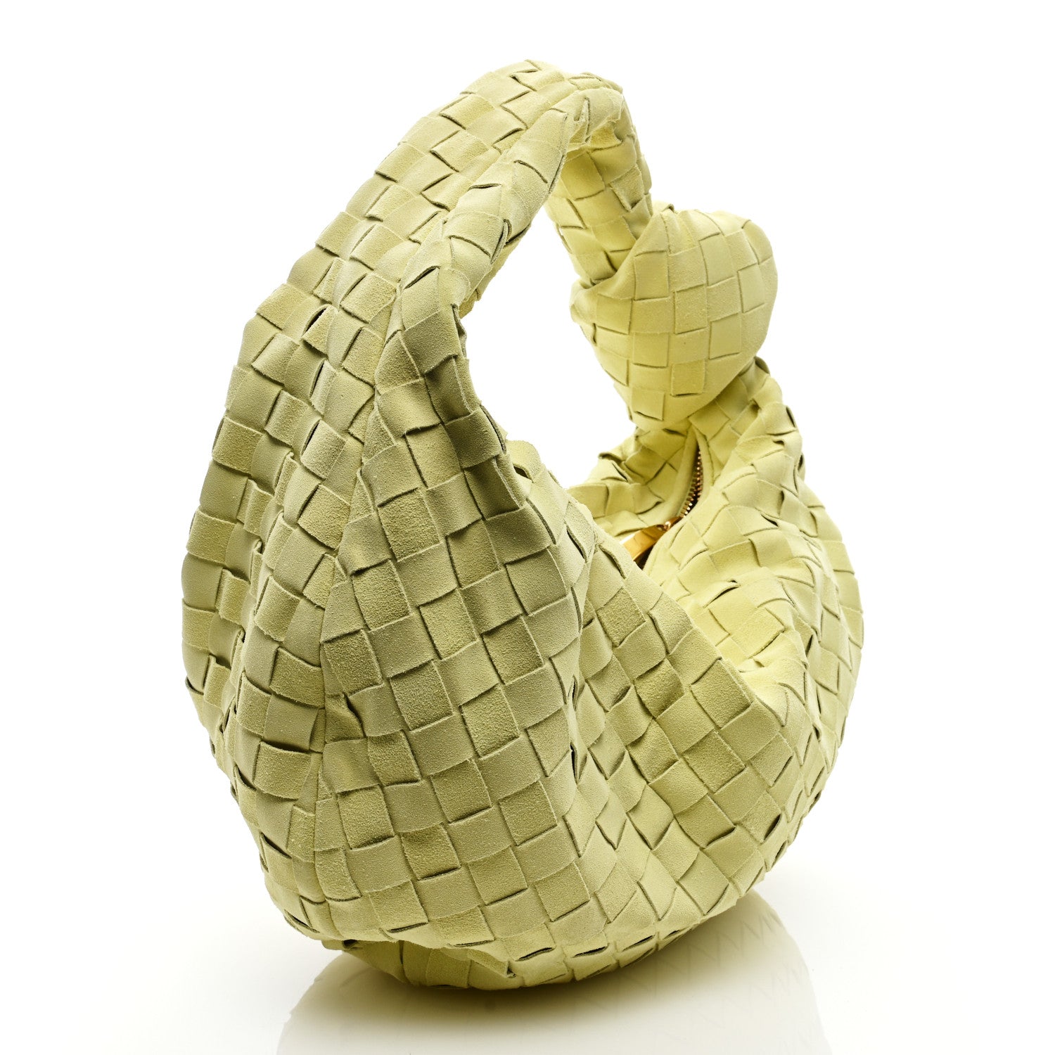 Bottega Veneta Suede Calfskin Intrecciato Teen Jodie Hobo Lemon Wash 3 of 8
