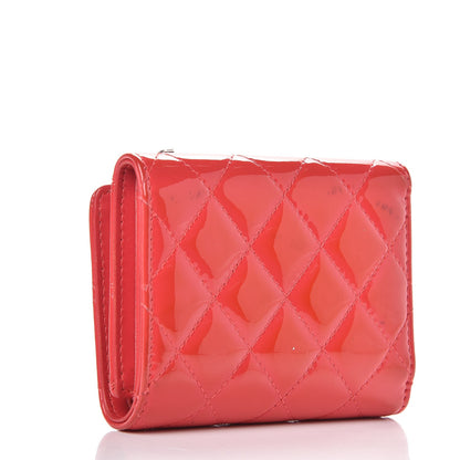 Chanel Patent Quilted Compact Zip Wallet Dark Pink 3 of 10