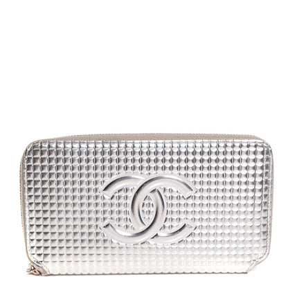 Chanel Patent Embossed CC Zip Around Wallet Silver 1 of 10