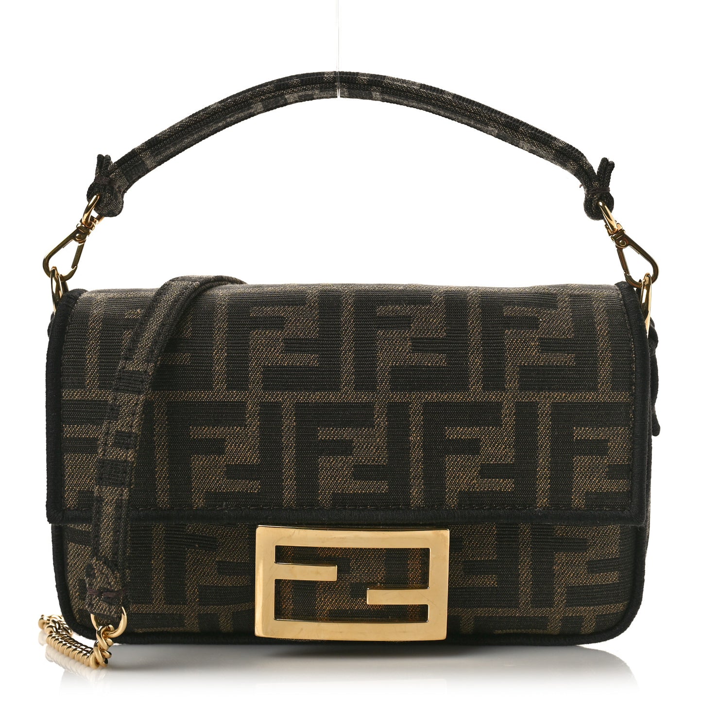 Fabric Jacquard FF 1974 Mini Baguette Tobacco Moro Black