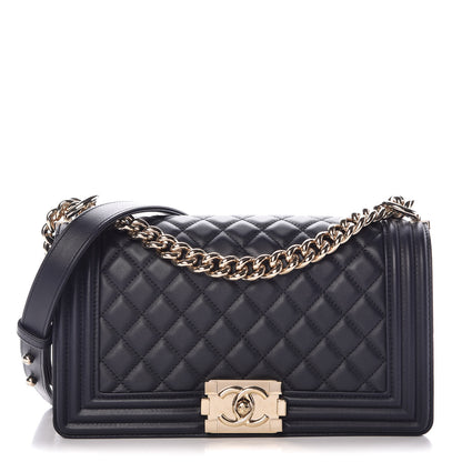 Chanel Lambskin Quilted Medium Boy Flap Dark Navy 1 of 7
