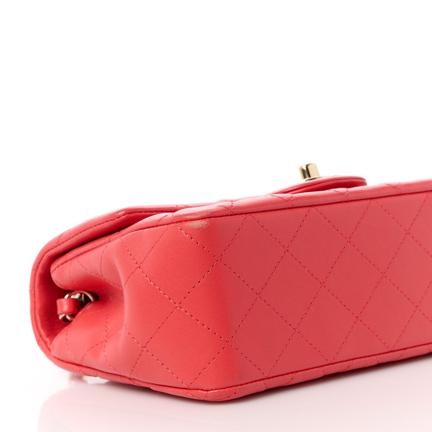 Lambskin Quilted Mini Rectangular Flap Red