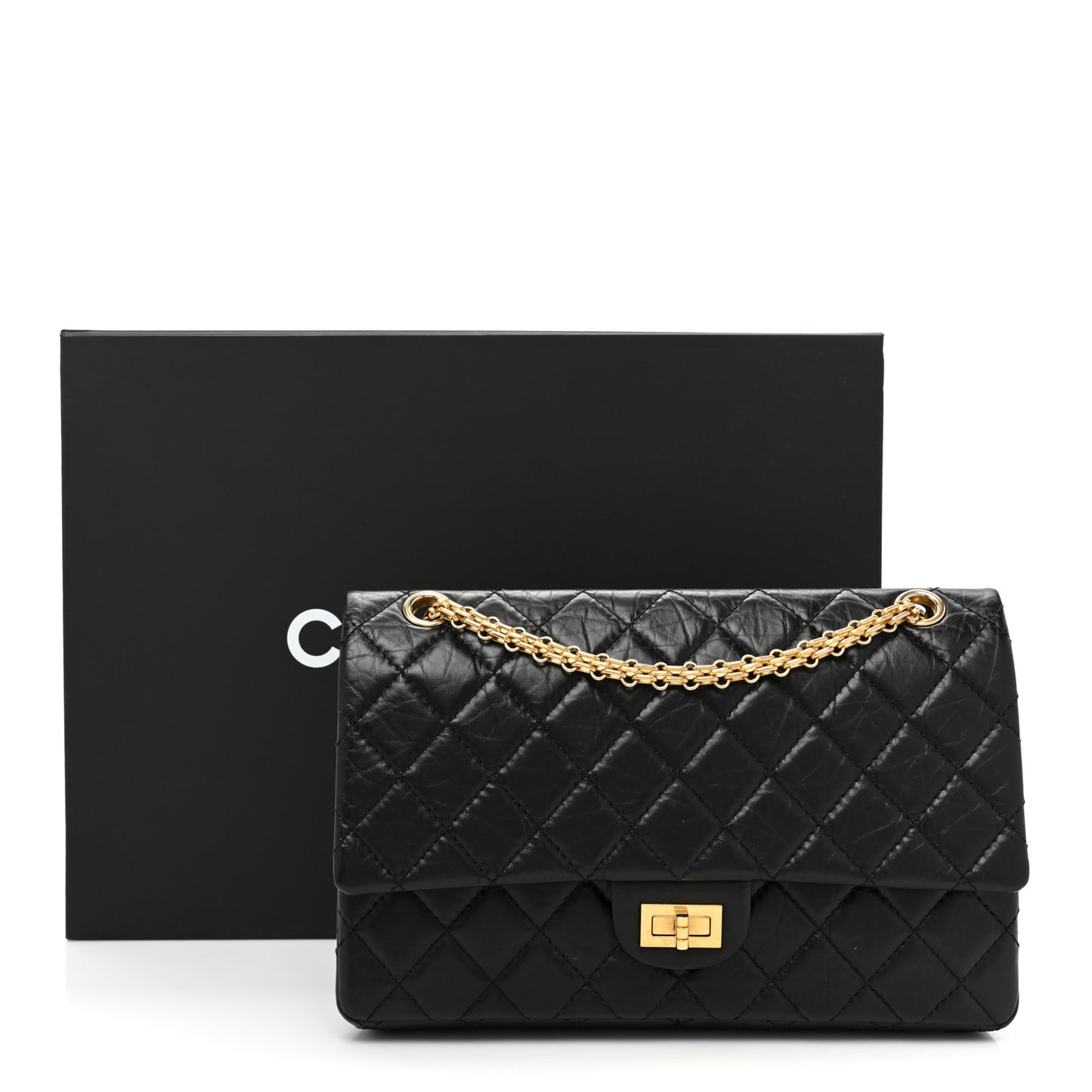 Aged Calfskin Quilted 2.55 Reissue 226 Flap Black