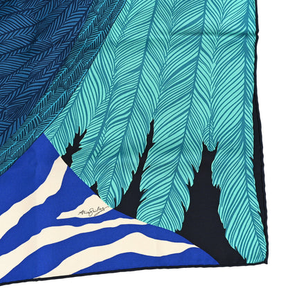 Hermes Silk Zebra Pegasus Scarf 90 Caban Turquoise Bleu Klein 3 of 4