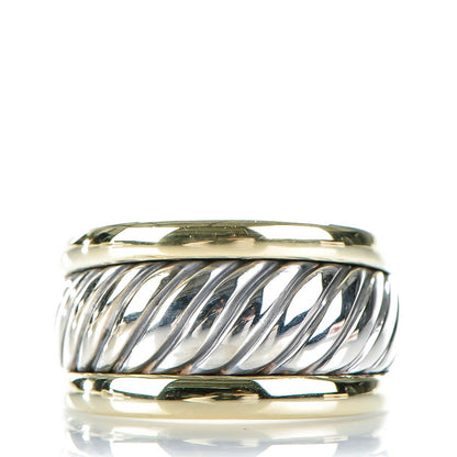 David Yurman Sterling Silver 14K Yellow Gold 13mm Throughbred Ring 58 8.5 1 of 5